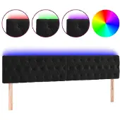 vidaXL Hoofdbord LED 180x7x78/88 cm fluweel zwart