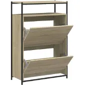 vidaXL Schoenenkast 75x34x112 cm bewerkt hout sonoma eikenkleurig