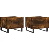 vidaXL Salontafels 2 st 50x50x40 cm bewerkt hout gerookt eikenkleurig