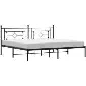 vidaXL Bedframe met hoofdbord metaal zwart 200x200 cm