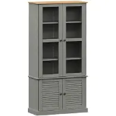 vidaXL Vitrinekast VIGO 85x35x170 cm massief grenenhout grijs