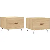 vidaXL Salontafels 2 st 50x50x40 cm bewerkt hout sonoma eikenkleurig