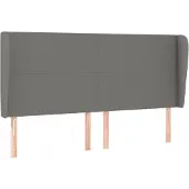 vidaXL Hoofdbord met randen 203x23x118/128 cm stof donkergrijs