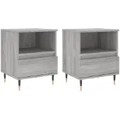 vidaXL Nachtkastjes 2 st 40x35x50 cm bewerkt hout grijs sonoma eiken