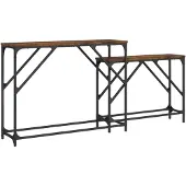 vidaXL 2-delige Tafeltjesset bewerkt hout gerookt eikenkleurig