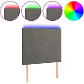 vidaXL Hoofdbord LED 90x5x118/128 cm fluweel donkergrijs