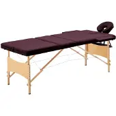vidaXL Massagetafel inklapbaar 3 zones hout wijnpaars