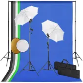 vidaXL Fotostudioset met lampen, paraplu's, achtergrond en reflector