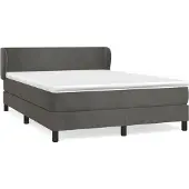 vidaXL Boxspring met matras fluweel donkergrijs 140x200 cm