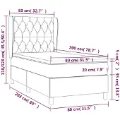 vidaXL Boxspring met matras stof donkerbruin 80x200 cm