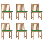 vidaXL Tuinstoelen, 6 stuks met kussens, massief teakhout
