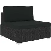 vidaXL Tuinstoel met kussens middensectie poly rattan zwart