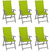 vidaXL Verstelbare stoelen met hoge rugleuning, set van 6, met kussens, gemaakt van massief acaciahout