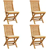 vidaXL Inklapbare stoelen 4 st met crèmekleurige kussens