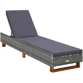 vidaXL Ligbed met kussen poly rattan grijs