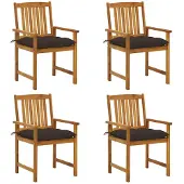 vidaXL Tuinstoelen 4 st met kussens massief acaciahout