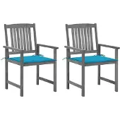 vidaXL Tuinstoelen 2 st met kussens massief acaciahout grijs