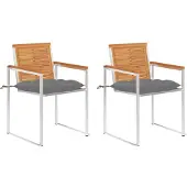 vidaXL Tuinstoelen met kussens, 2 stuks. Gemaakt van massief acaciahout en staal