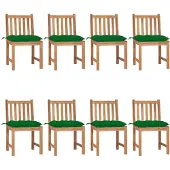 vidaXL Tuinstoelen, 8 stuks met kussens, massief teakhout