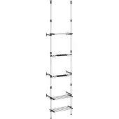 vidaXL Tuinrek met 3 schappen telescopisch aluminium zilverkleurig