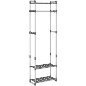 vidaXL Kledingrek 3-laags 59x29x192 cm aluminium zilverkleurig