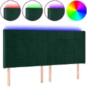 vidaXL Hoofdbord LED 183x16x118/128 cm fluweel donkergroen