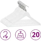 vidaXL Cintres antidérapants 20 pcs Blanc Bois dur289914
