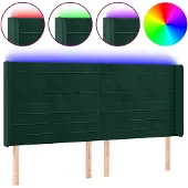 vidaXL Hoofdbord LED 203x16x118/128 cm fluweel donkergroen
