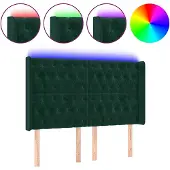 vidaXL Hoofdbord LED 147x16x118/128 cm fluweel donkergroen