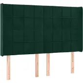 vidaXL Hoofdbord met randen 147x16x118/128 cm fluweel donkergroen