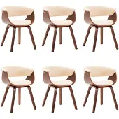 vidaXL Eetkamerstoelen 6 st gebogen hout en kunstleer crème