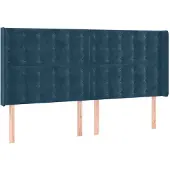 vidaXL Hoofdbord met randen 163x16x118/128 cm fluweel donkerblauw