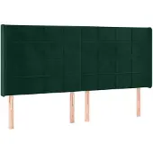 vidaXL Hoofdbord met randen 163x16x118/128 cm fluweel donkergroen