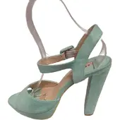 Jumex -EROTIC PUMPS-SOFTGREEN-IMITATIE SUEDE-PLATEUZOOL-HIGH HEEL-41
