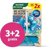 Ambi Pur 3+2 gratis: Toiletblok Water & Bloemen 2 stuks