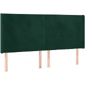 vidaXL Hoofdbord met randen 203x16x118/128 cm fluweel donkergroen