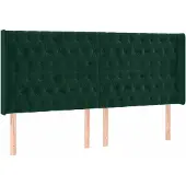 vidaXL Hoofdbord met randen 183x16x118/128 cm fluweel donkergroen