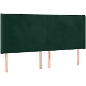 vidaXL Hoofdbord met randen 163x16x118/128 cm fluweel donkergroen