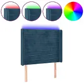 vidaXL Hoofdbord LED 103x16x118/128 cm fluweel donkerblauw