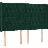 vidaXL Hoofdbord met randen 163x16x118/128 cm fluweel donkergroen
