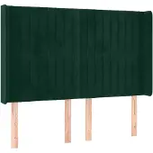 vidaXL Hoofdbord met randen 147x16x118/128 cm fluweel donkergroen