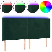 vidaXL Hoofdbord LED 203x16x118/128 cm fluweel donkergroen