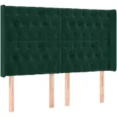 vidaXL Hoofdbord met randen 147x16x118/128 cm fluweel donkergroen