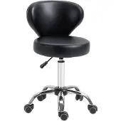HOMCOM -Salonhocker-Kunstleder-54L x 45B x 73-88H cm-Schwarz