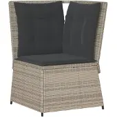 vidaXL Tuinhoekbank met kussens poly rattan lichtgrijs