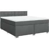 vidaXL Boxspring met matras stof donkergrijs 180x200 cm