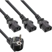 InLine 3x C13 - CEE 7/7 (haaks) Y-stroomkabel - 2m + 1x 1m, 1x 2m en 1x 3m - 3x 1,00mm / zwart - 5 meter