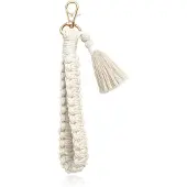 Deja Jewels Macramé Gevlochten Sleutelhanger - Wit