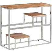 vidaXL Wandtafel roestvrij staal en massief acaciahout zilverkleurig