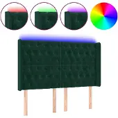 vidaXL Hoofdbord LED 163x16x118/128 cm fluweel donkergroen